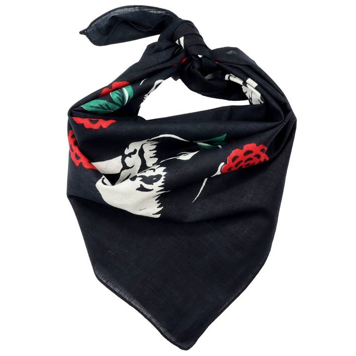 Bandana scarf skull rose anthracite white red green scarf for wholesale by Tribal Trade GmbH