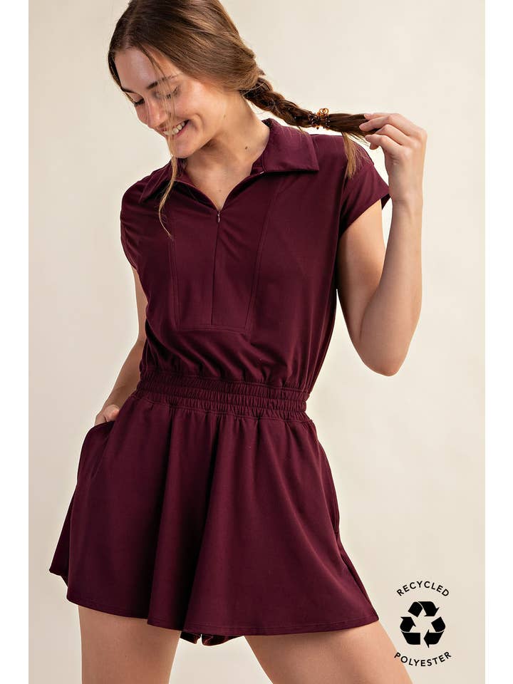 Rae Mode - Wholesale Romper - Women's - BUTTER SHORT SLEEVE QUARTER ZIP ROMPER