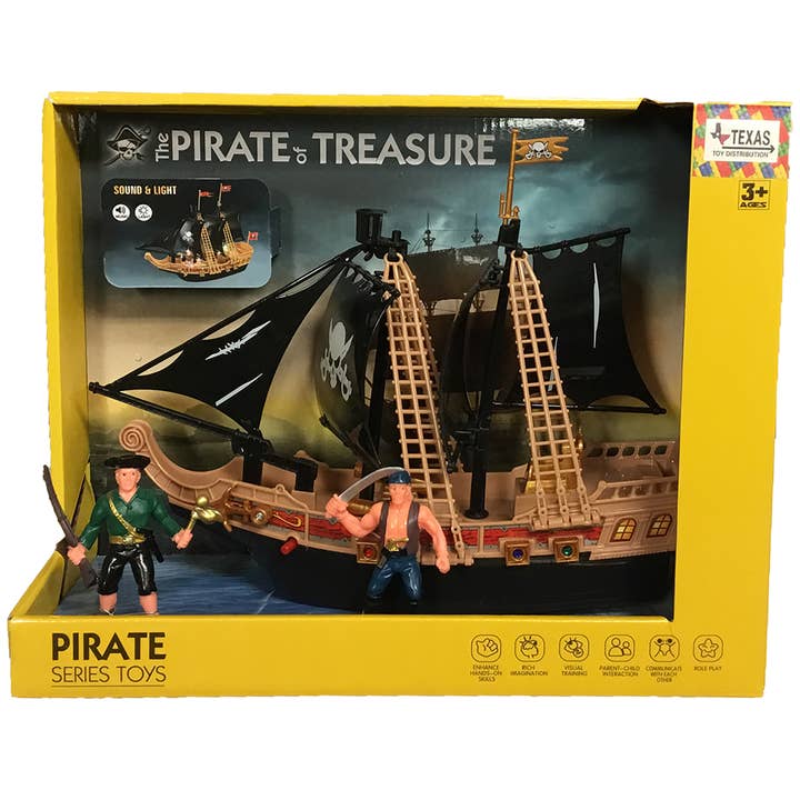 Pirate Ship Play Set with Two Figurines, Light and Sound for wholesale by Texas Toy Distribution