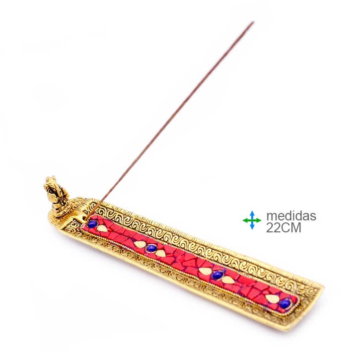 Gold Ganesh Metal Incense Holder 22cm (2 pcs) for wholesale by Esoterica Arte