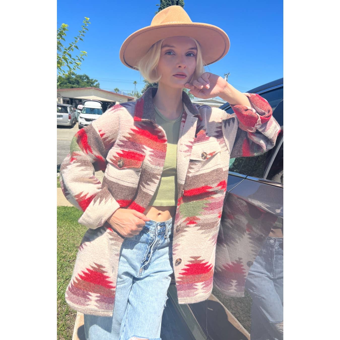 Mapcie - Wholesale Jacket - Women's - AZTEC JACQUARD SHACKET WITH POCKET9