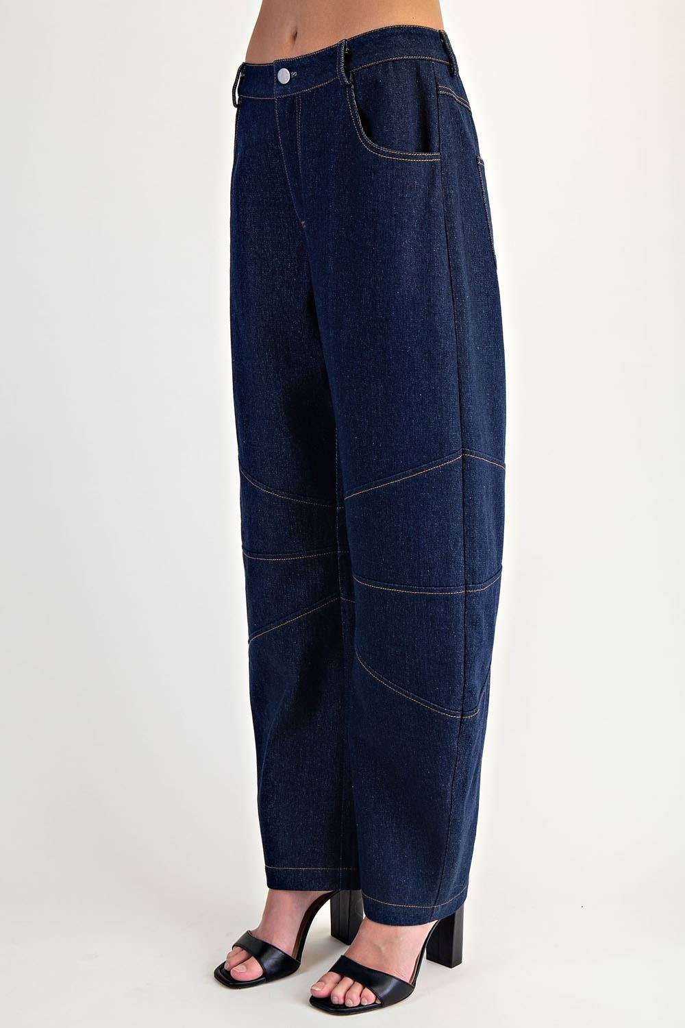 Side Pocket Detail Barrel Denim Pants for wholesale on Faire1