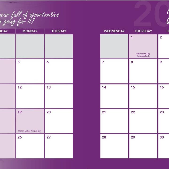 RE-FOCUS THE CREATIVE OFFICE - Wholesale Calendar - 2026 ANNUAL CALENDAR BUNDLE! 3 PACK, One each of Black, White, and Purple2