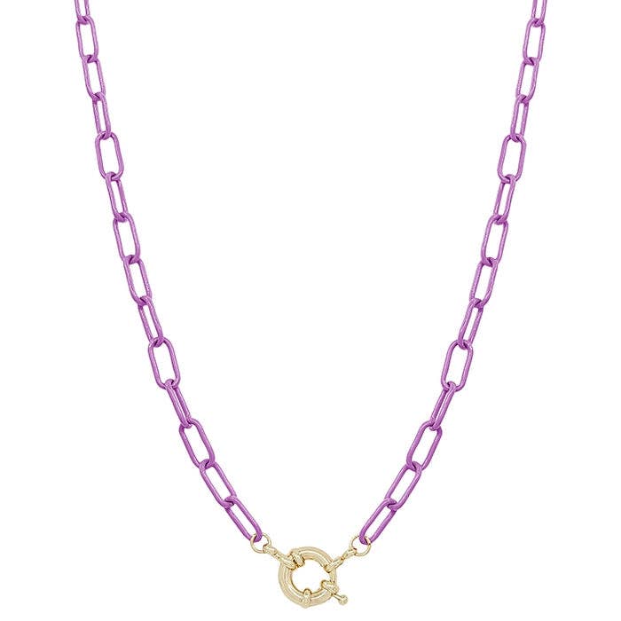 Chaîne en métal revêtue de couleur violette avec collier doré de 16 à 18 pouces, Game Day pour la vente par What's Hot