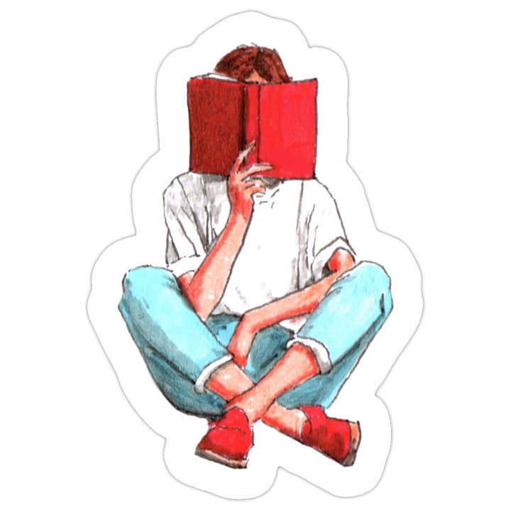 Book Reader Die‑Cut Sticker (Water‑Resistant) for wholesale by Blake Gore Miniature Art