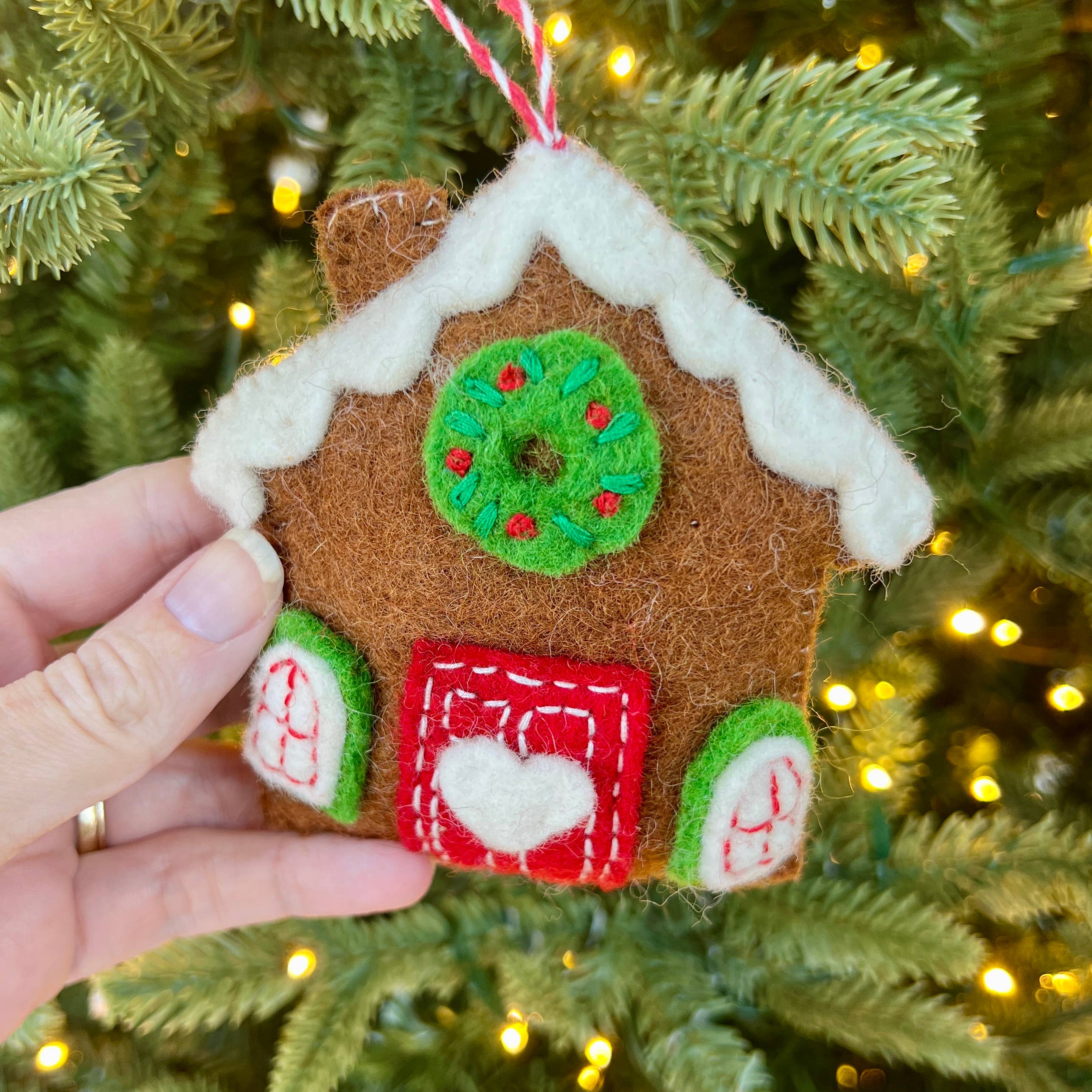 Ornaments 4 Orphans - Wholesale Ornament - Gingerbread House, Brown, Felt Wool Christmas Ornament3