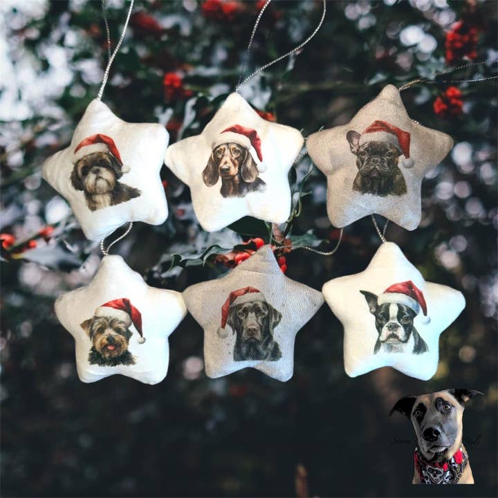 Storms Style - Wholesale Ornament - Dogs in Santa Hats Velvet Christmas Decorations - 100 breed