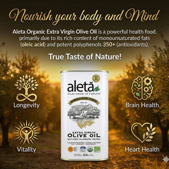 ELLORA FARMS - Wholesale Olive Oil - Aleta Organic Single Estate PDO Extra Virgin Olive Oil, 1 LT4