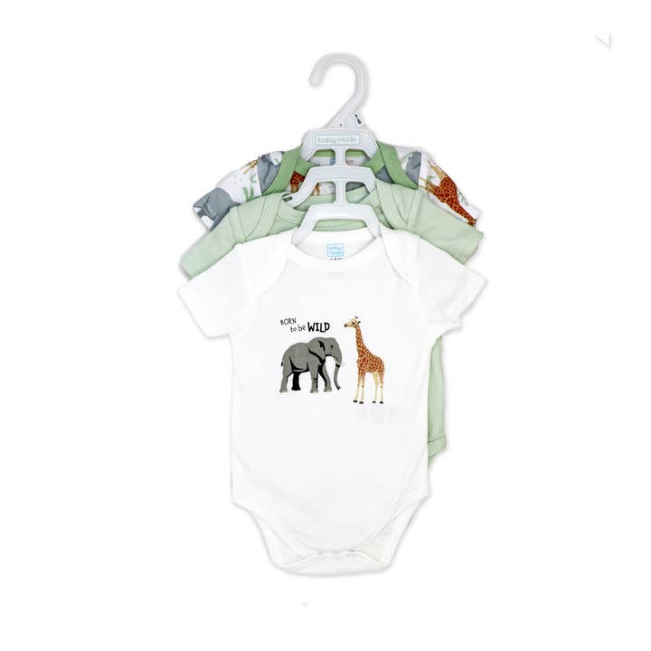 Rose Textiles - Wholesale Bodysuit (Non-Footed) - Baby - Neutral 3-Pack Bodysuit- Safari1