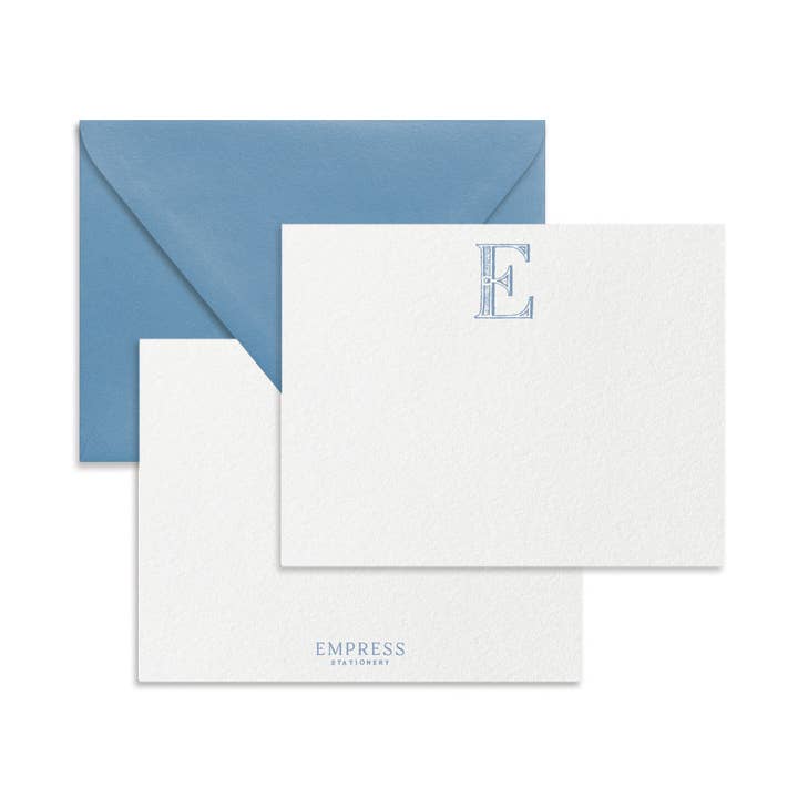Blue Antique Letter Note Cards for wholesale by Empress Stationery