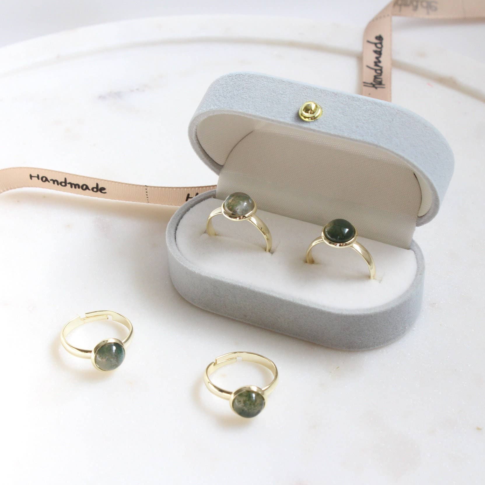 iBijoux - Wholesale Single Stone/Solitaire Ring - Moss Agate Ring, Authentic Crystal Ring (2R04b)4