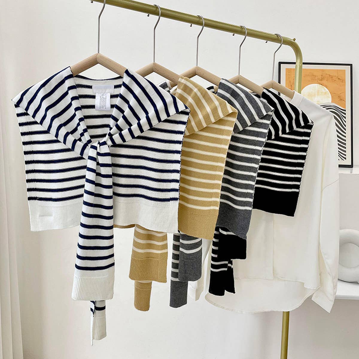 ACCITY - Wholesale Wrap - Women's - STRIPED KNITTED OUTER SHAWL_CWASC075814