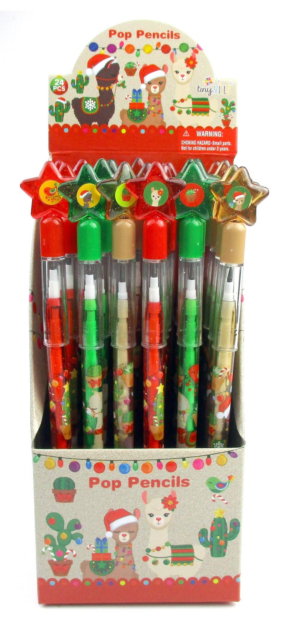 TINYMILLS 24 Pcs Christmas Llamas Holidays Multi Point Pencils 