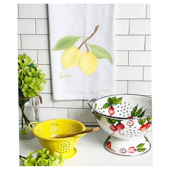 Bebe Blu Designs, LLC - Wholesale Tea Towel - Lemons Tea Towel, Kitchen Decor, Lemon Flour Sack Towel1
