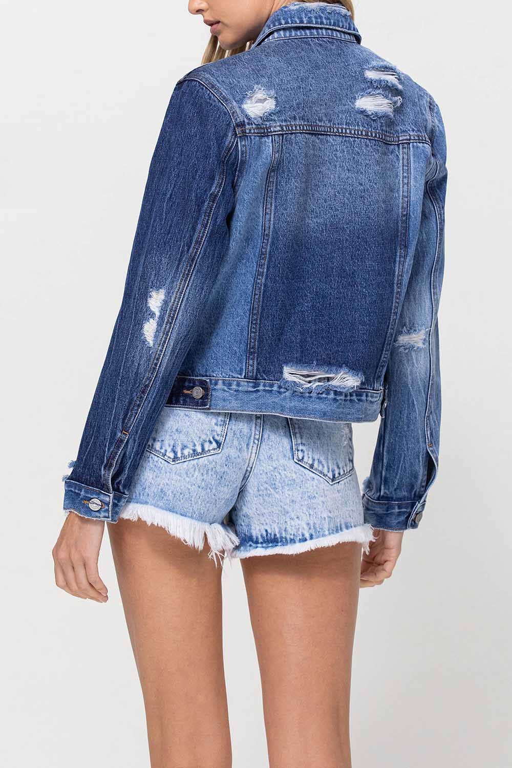 Lycklig KLASSISK JEANSJACKA V2745J MED KONTRASTERANDE KONTRAST för wholesale på Faire5