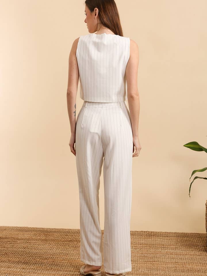 MOOYA - Wholesale Suit Set - Women's - Striped Waistcoat and Trousers Set CHA0011