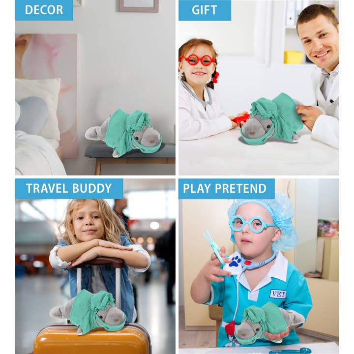 Cota Global - Wholesale Stuffed/Plush Toy - Kids & Baby - Plush Doctor - Wild Collection Plush - 9" Grey Manatee3