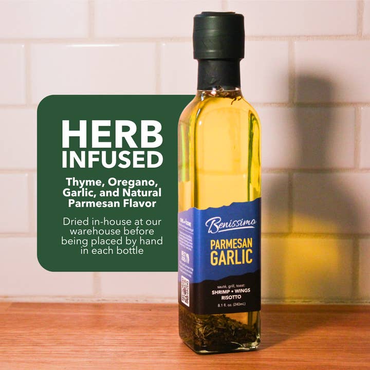 Benissimo - Wholesale Olive Oil - Parmesan Garlic Oil 8.1 oz3