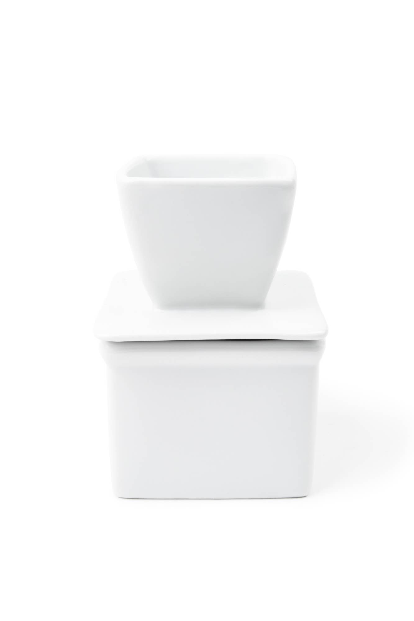 Fox Run Brands - Wholesale Butter Dish - Fox Run White Stoneware Butter Keeper, 3.75" x 3.75" x 5.5"2