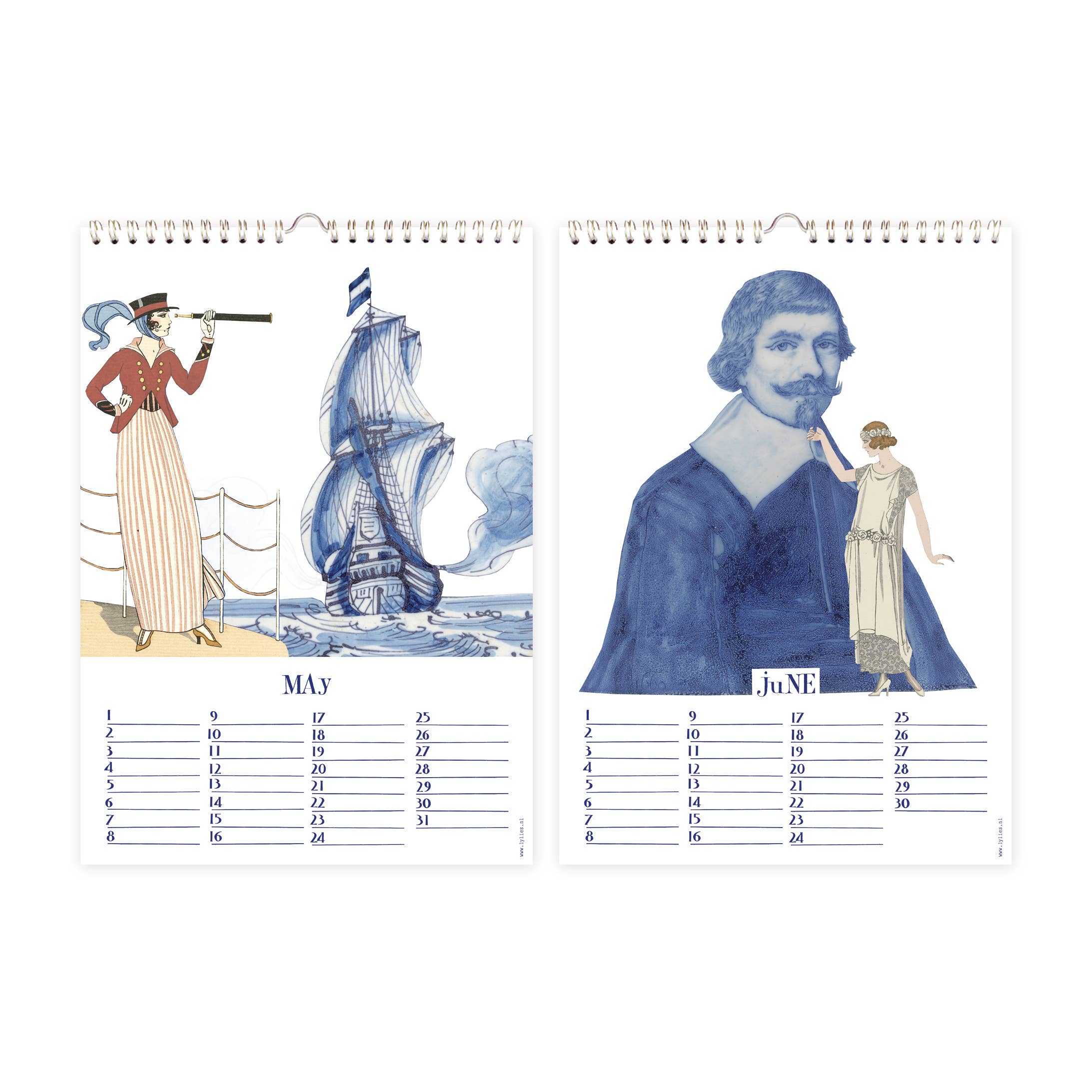 Lylies - Wholesale Kalender - Verjaardagskalender 'Dutch Blue' collages Rijksmuseum A43