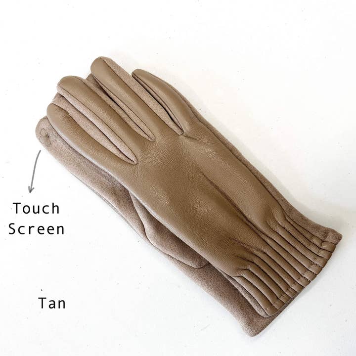 Studio Hop – wholesale Gloves – Women's – Soft Vegan Leather Pleated Cuff Suede Ladies Gloves3