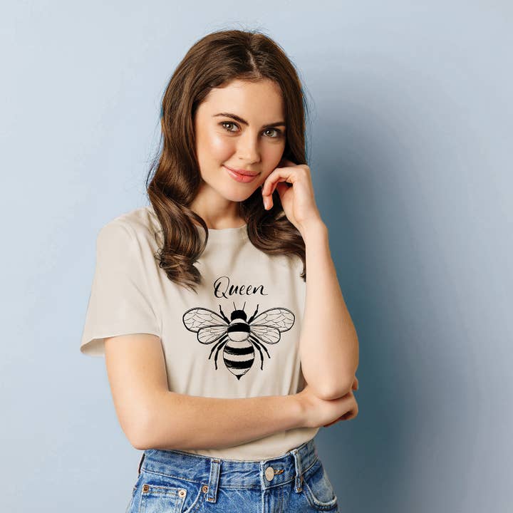 Col House Designs - Wholesale Screen Printed T-Shirt - Women's - Queen Bee T-Shirt, Heather Natural, XXL