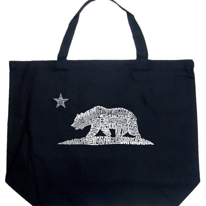 LA Pop Art Word Art Tote Bag - California Bear for wholesale by LA Pop Art