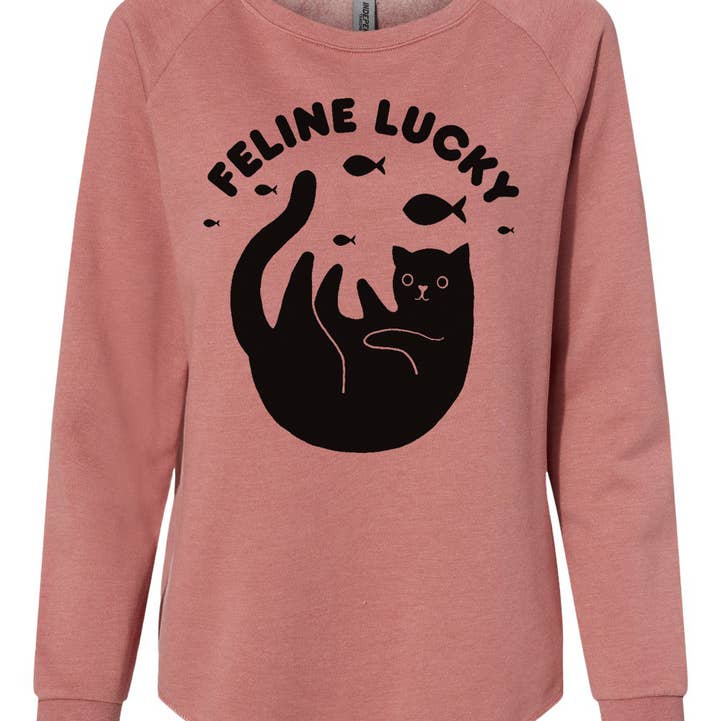Feline Lucky Damen Katzenliebhaber Rundhals-Sweatshirt für den Großhandel von Xenotees