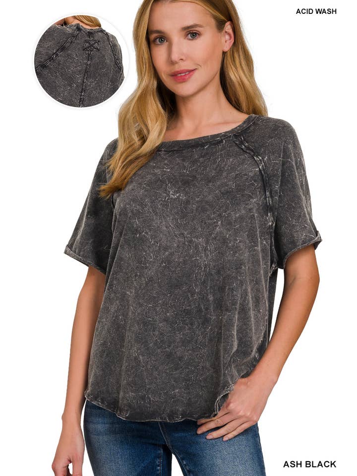 42POPS - Wholesale T-Shirt - Women's - "..._ Back Patch Crinkle Washed Raglan Sleeve Tshirts