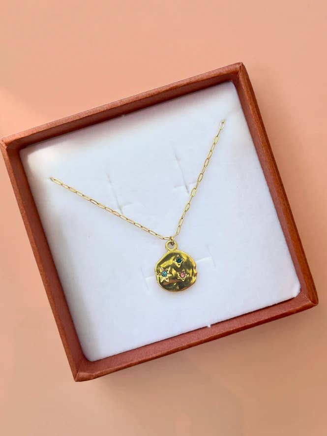 18K Gold Multi-colour Irregular Pendant Necklace for wholesale by Alesi Jewellery