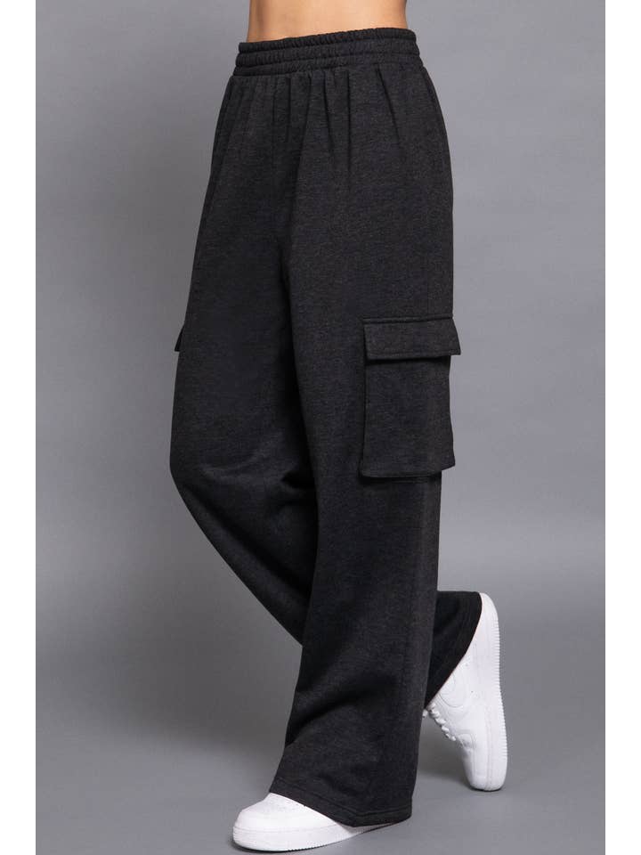 Active Basic | Active USA - Wholesale Pants - Women's - Waist Band Inner Fleece French Terry Cargo Long Pants