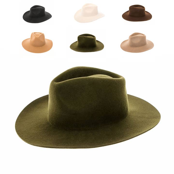 AdornWise - Wholesale Fedora - Women's - Wool Rancher Hat - 100% Australian Wool, Teardrop Crown