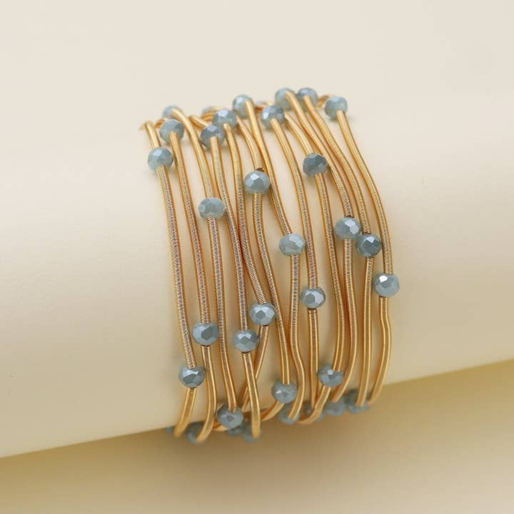 MiMi Wholesale - Wholesale Jewelry Set - CB2176Rhinestone Beads and Coil Stretch Jewelry Bracelet Set11