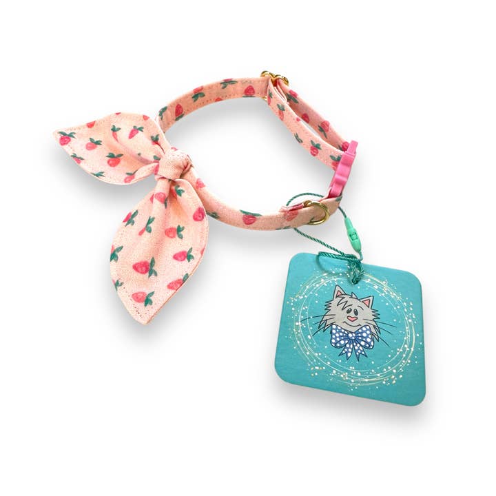 Whiskers Crafts - Wholesale Pet Collar - Cat - Bunny Ears Bow Cat Collar - Strawberry pink2