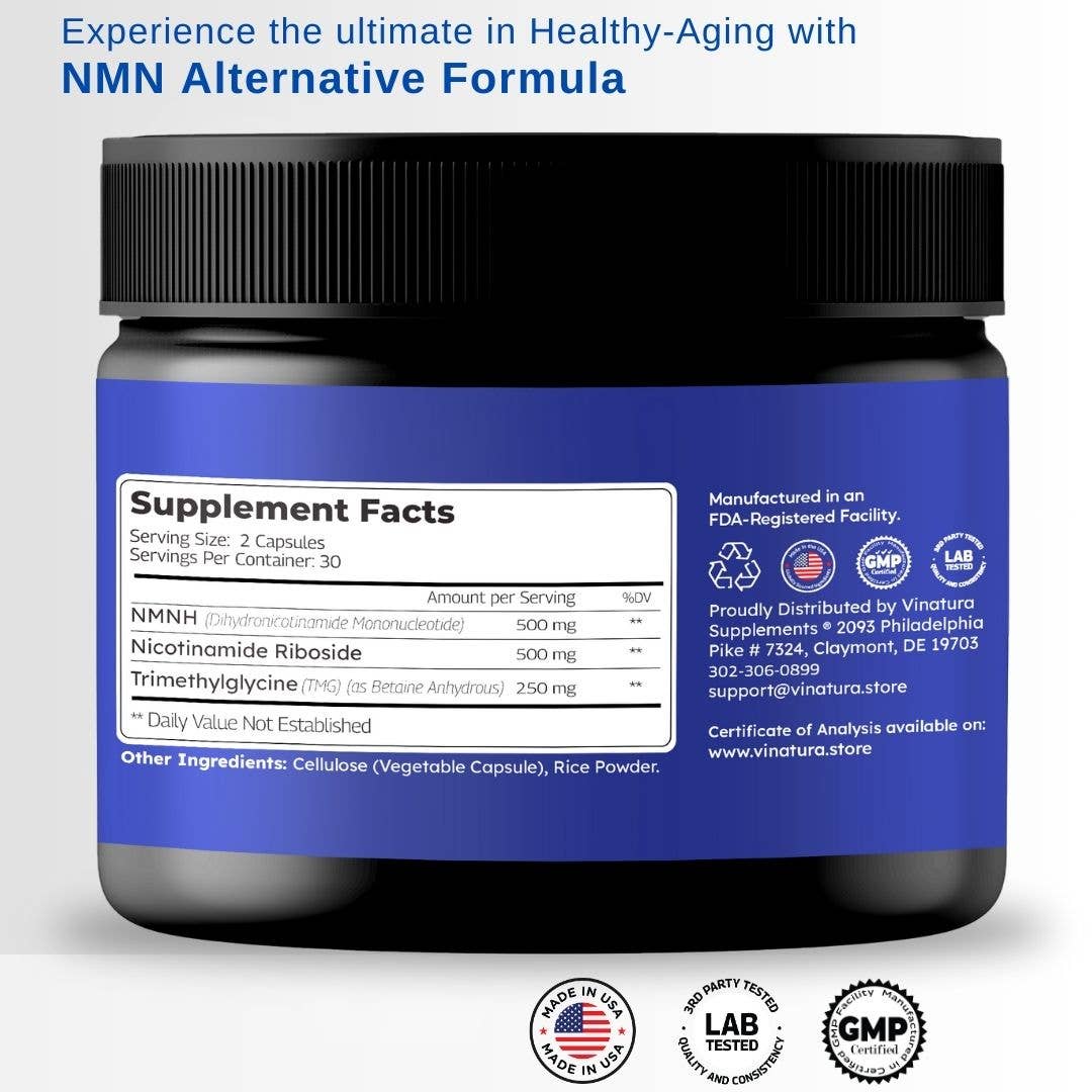 VINATURA SUPPLEMENTS - Wholesale Oral Supplement/Vitamin - NMNH, Nicotinamide Riboside & TMG - NAD+ Support1