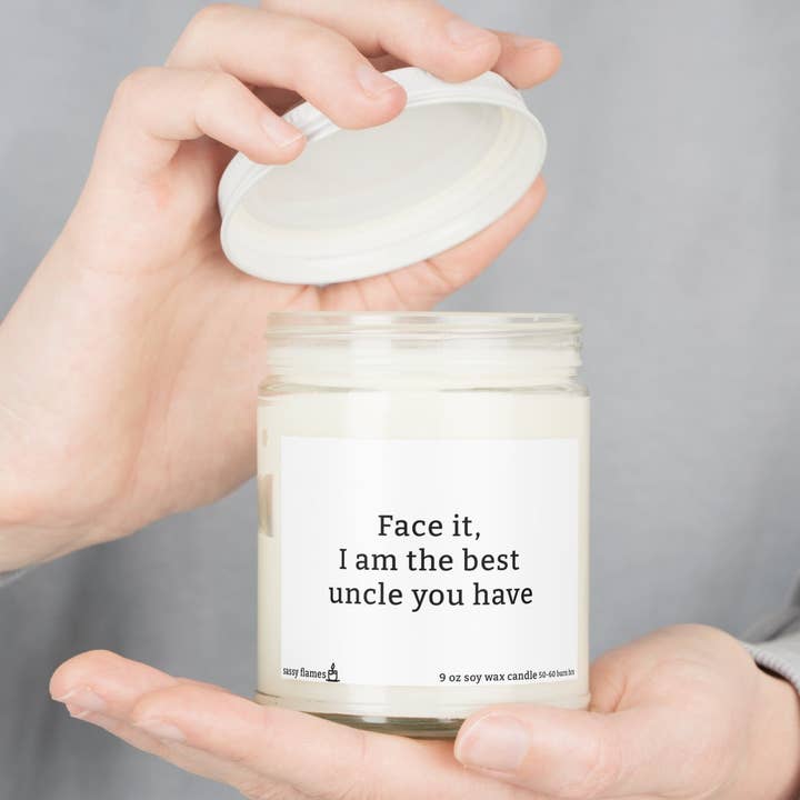 Bästa farbror sojavax doftljus, 9oz för wholesale av Sassy Flames