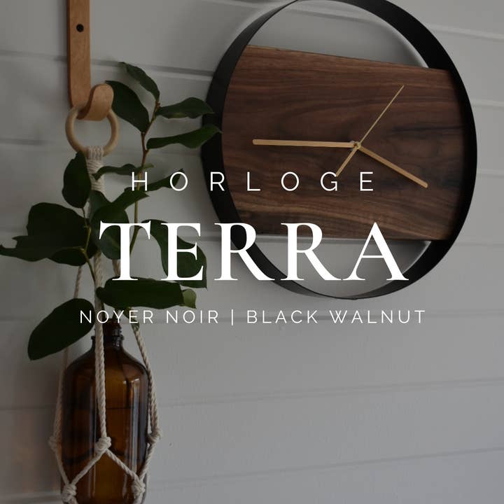CLOCK - TERRA CANADIAN BLACK WALNUT for wholesale by Noir et Bois inc.
