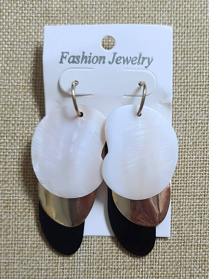Accessories - Metal & Shell Drop Earrings (TYX09) for wholesale by La Mar