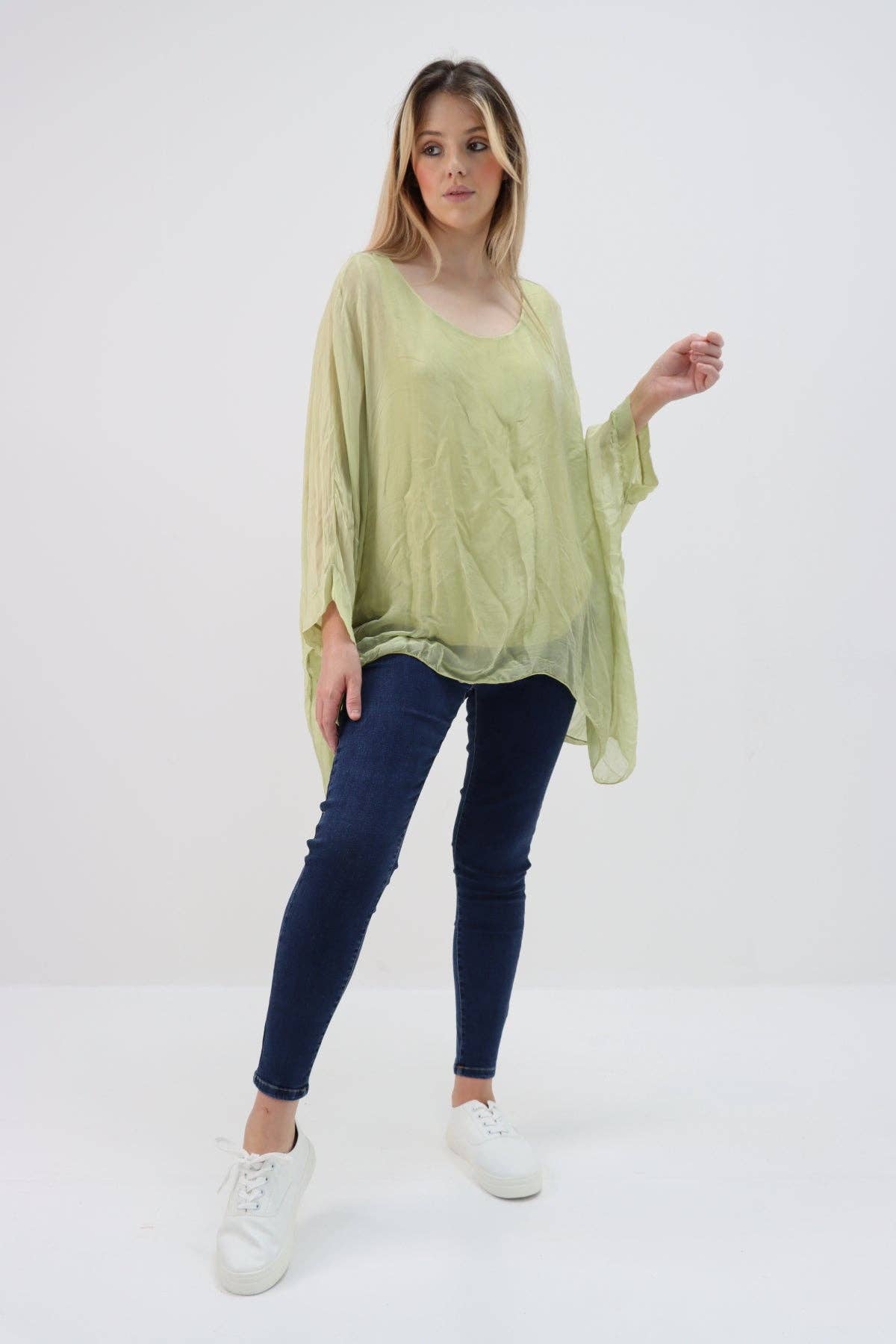 Miss Bold - Wholesale Tunic - Women's - Italian Plain Batwing Silk Tunic Top31