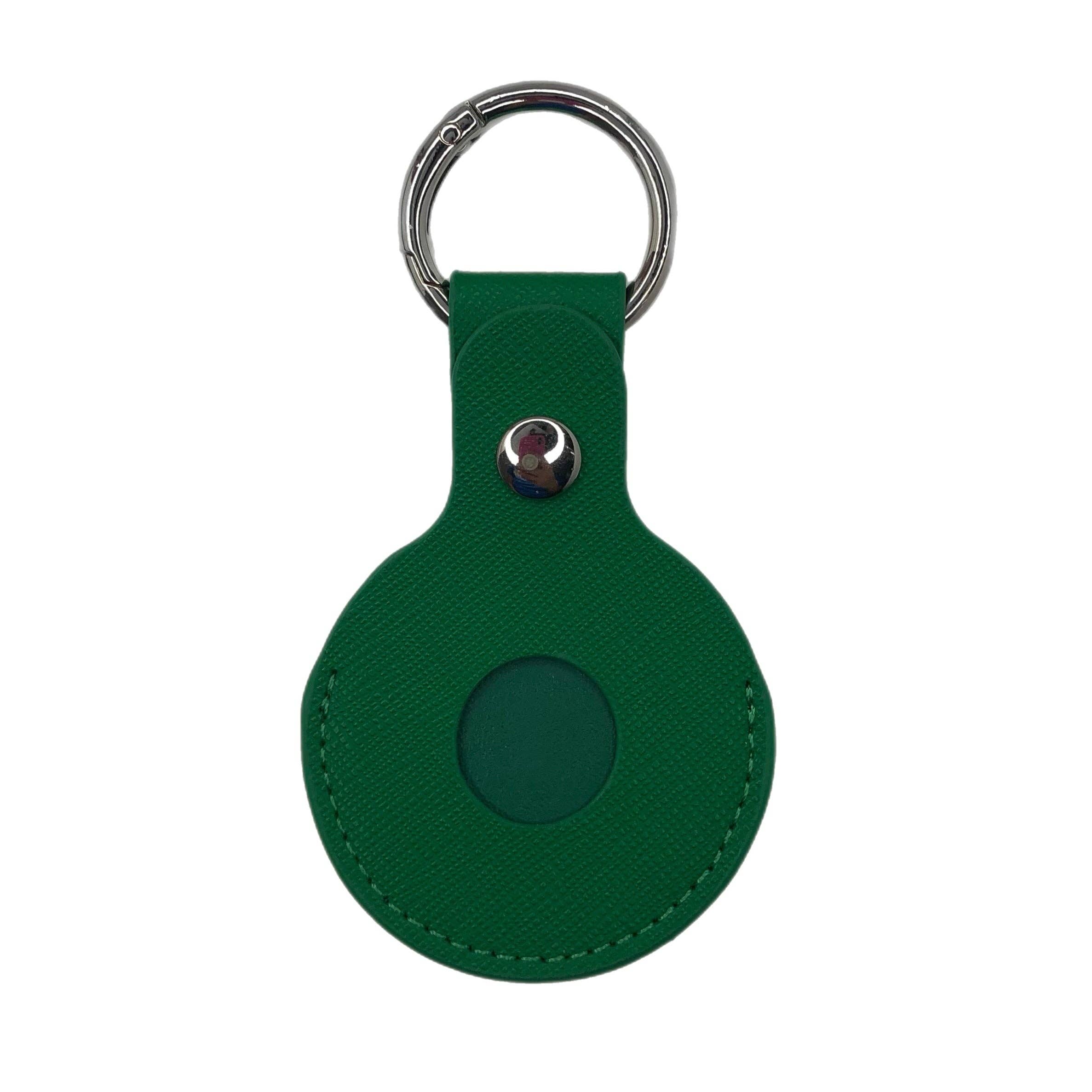 Oriana Lamarca Designs – wholesale Keychain – Unisex – Green Saffiano Leather Apple Air Tag Cover1
