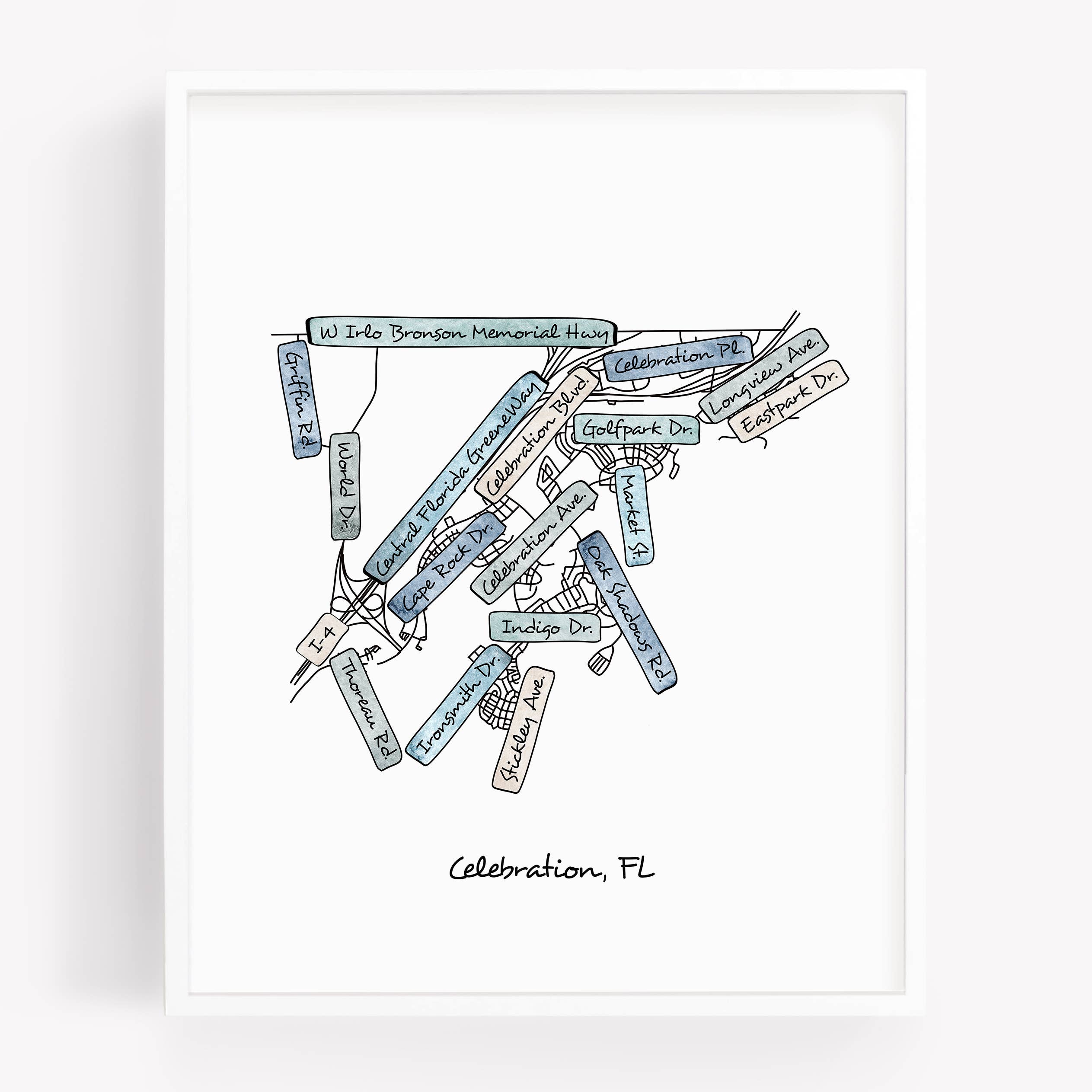 Sparks House Co. - Wholesale Art Print - Street Map Print - Street Names - Your City - Custom Order9