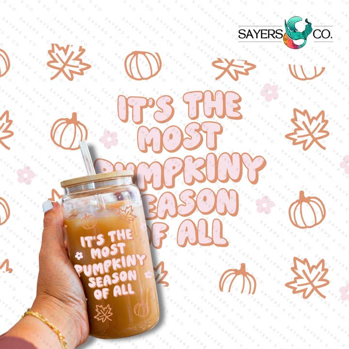 BEDRUKTE sublimatieoverdracht of vinyldruk - het is het meest pompoenachtige seizoen van alle prints van 16 oz voor wholesale door Sayers & Co.