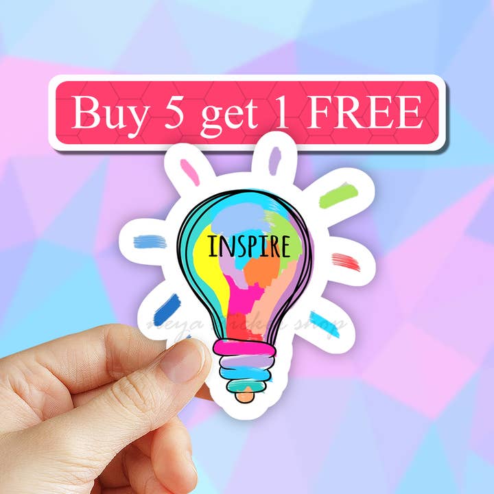 Inspire Bulb Sticker, motivational Laptop decal, inspiration for wholesale by Neya Sticker Shop