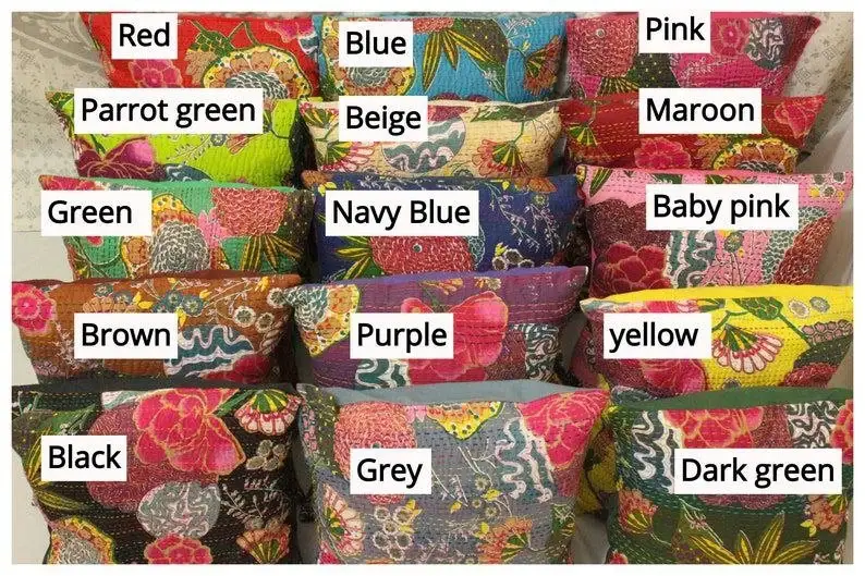Bhawana Handicrafts - Wholesale Throw/Decorative Pillow - 5 Piece Lot, Handmade Heart Throw Pillow Kantha Pillow With 6