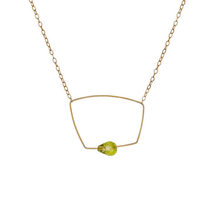 Asymmetric Square Pendant Necklace with hand-cut Gemstones for wholesale by Melissa McArthur - Jewellery Made in London