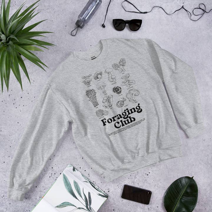 Foraging Club, Mushroom, Fungi, oversized sweatshirt, uniseks voor wholesale door Rebel Sage Co