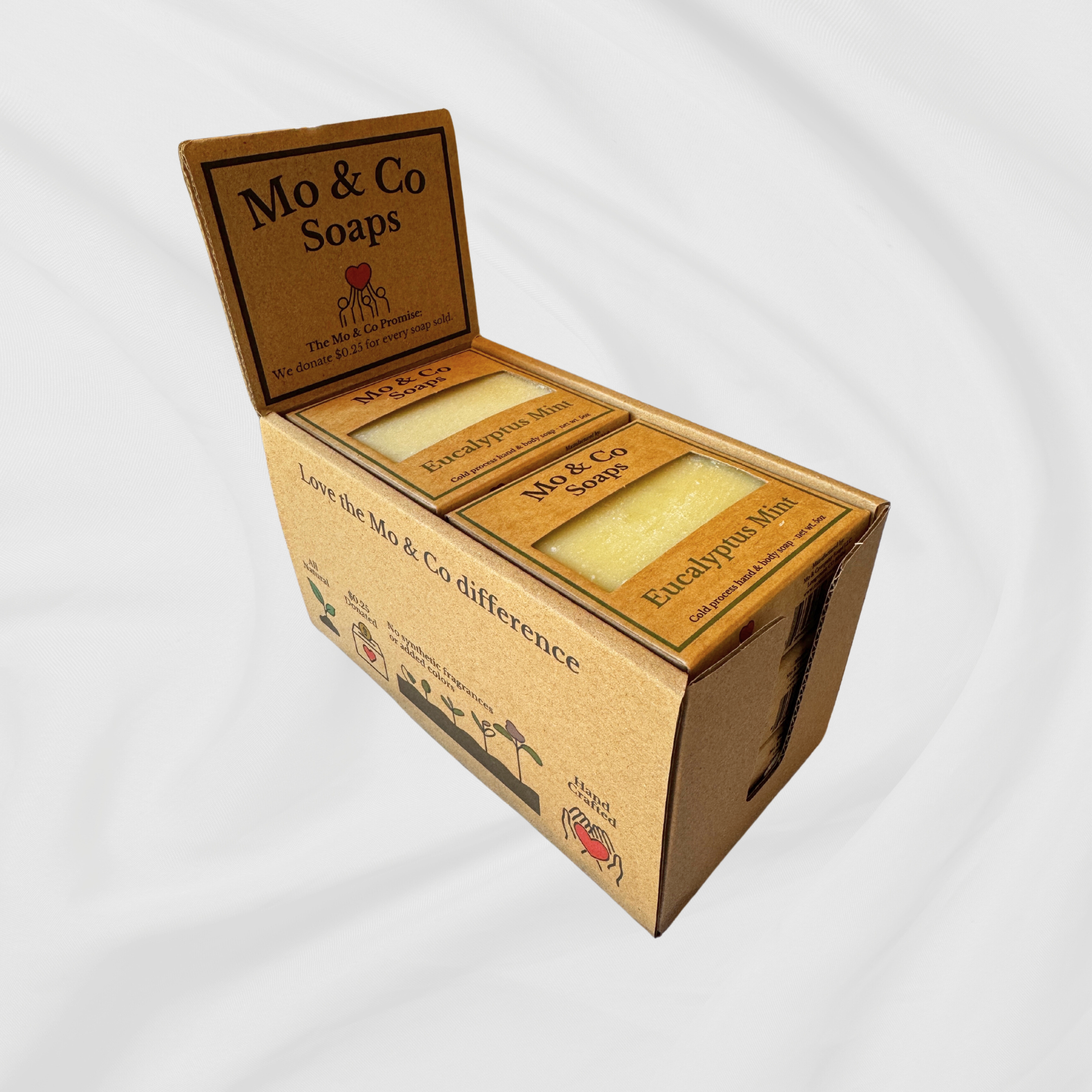 Mo & Co Soaps – Engroshandel Sæbesæt – Helt naturlig håndlavet Eucalyptus Mint Soap 5oz - Understøtter velgørenhed2