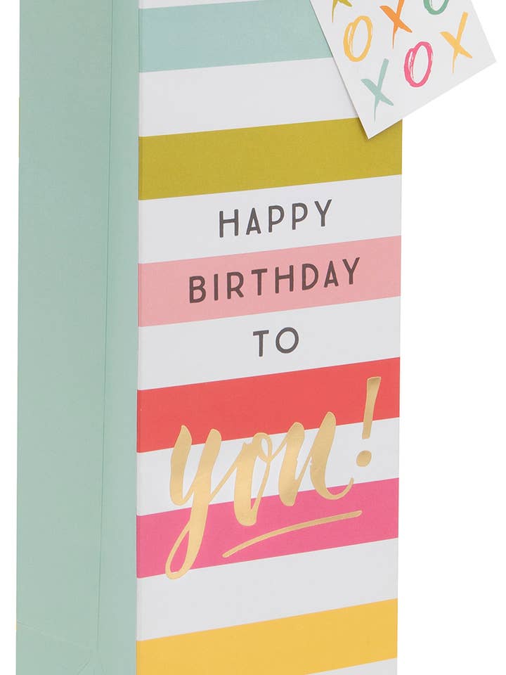 Grattis på födelsedagen till dig Rosa Randig Flaskpåse för wholesale av Ballyhoo