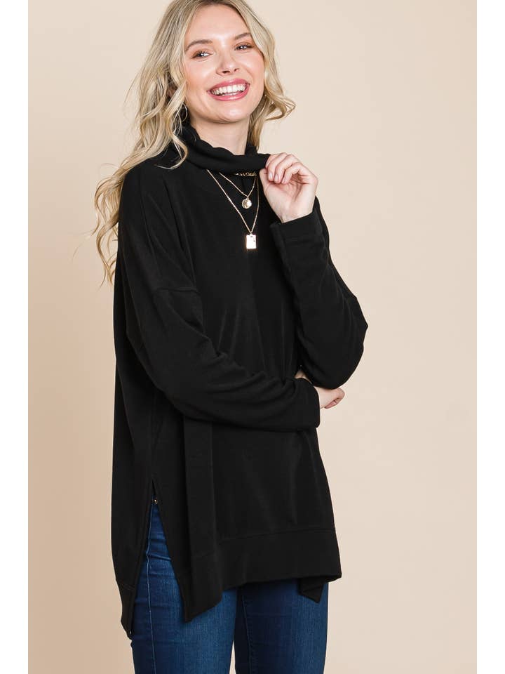 Emerald Collection - Venta al por mayor Sudadera - Mujer - ETK-8697 Jersey con cuello vuelto en dos tonos3