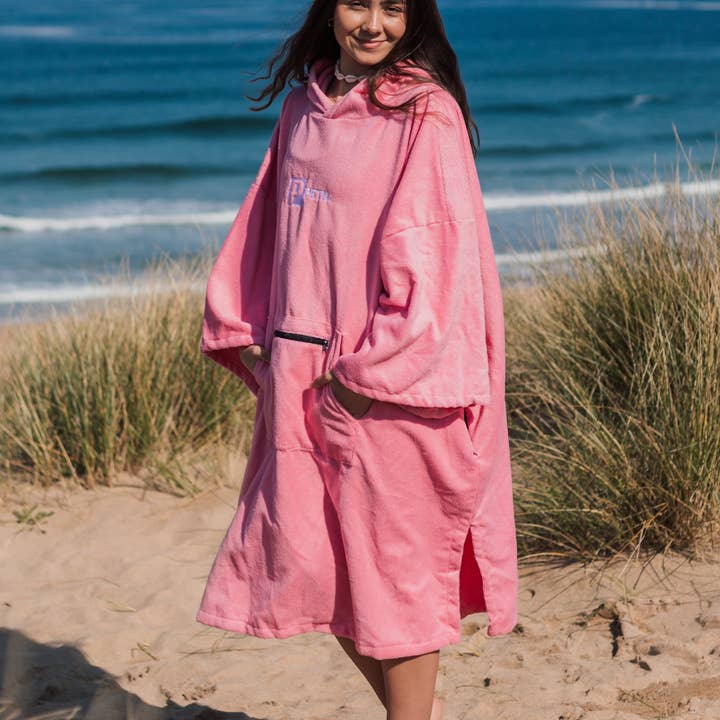 Towel Changing Robe / Poncho - Pink for wholesale by PETH